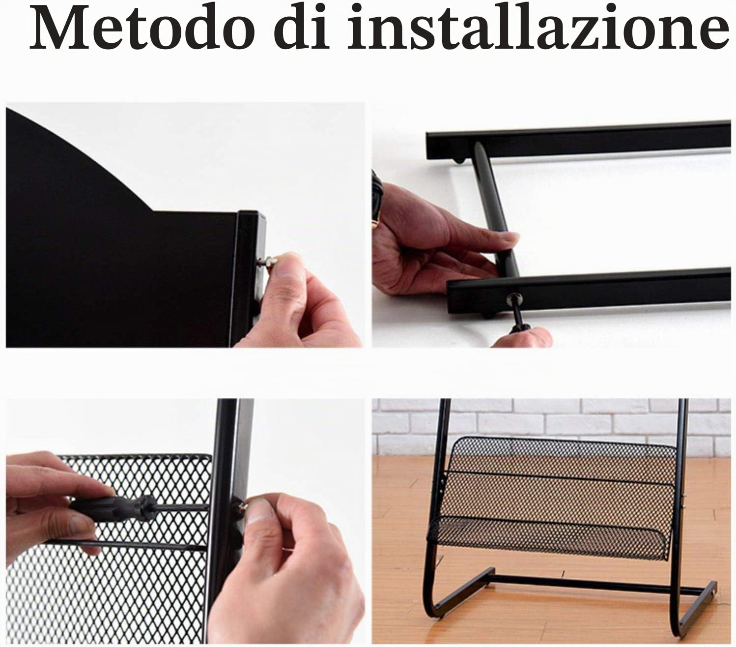 Portariviste，Riviste e depliant Stand espositore per Letteratura con 3 Ripiani Porta riviste per riviste, Nero