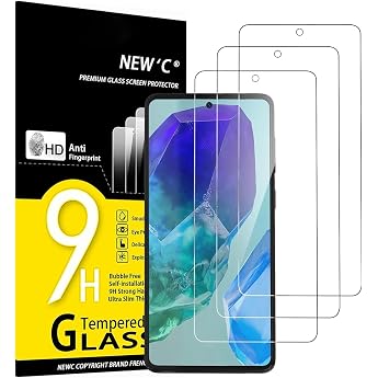 NEW'C Pack of 3 for Samsung Galaxy M55 5G, C55 5G for Tempered Glass, Scratch Free, 9H Hardness, HD Screen Protector, 0.33 mm