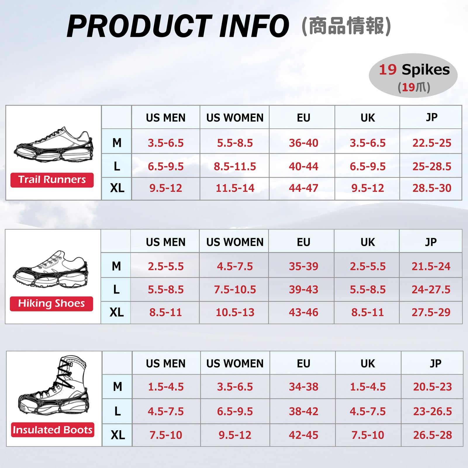 Azarxis Ramponcini per Scarponi Ramponi Uomo Donna Bambino Ramponcini per Scarpe Taglia S M L XL Ramponcini da Ghiaccio per Trekking Camp Pesca