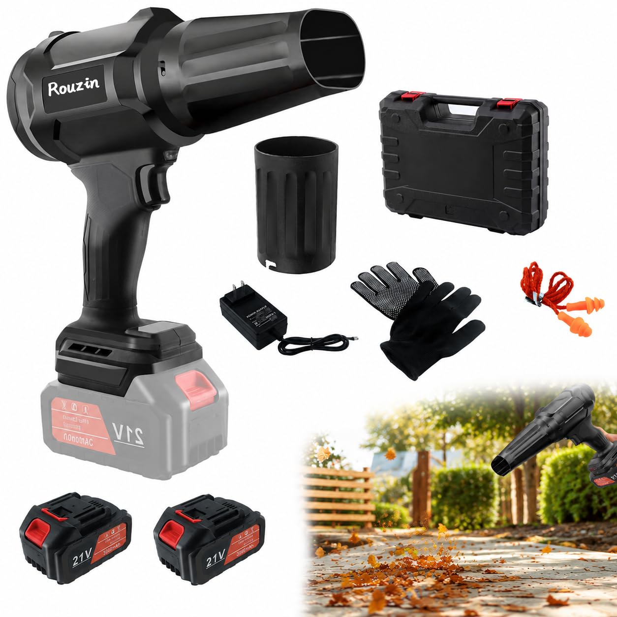 Mini soplador de hojas con 2 baterías de 3000 mAh | Motor sin escobillas de 30000 rpm, Turbo Jet Blower inalámbrico para limpiar el polvo, hojas, agua, nieve