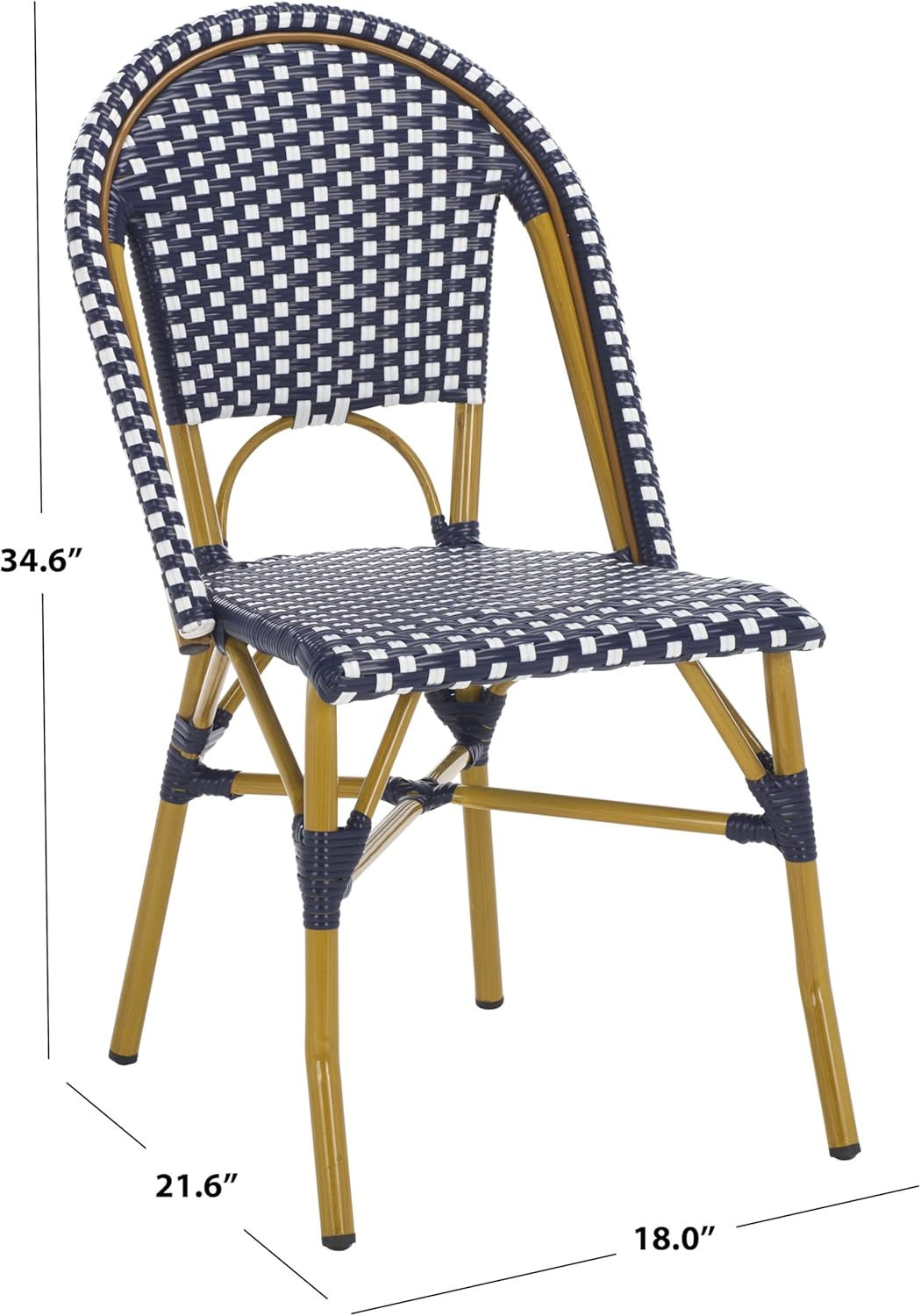 Safavieh Home Collection Hooper Indoor-Outdoor Stacking Side Chairs | Navy & White | Set of 2