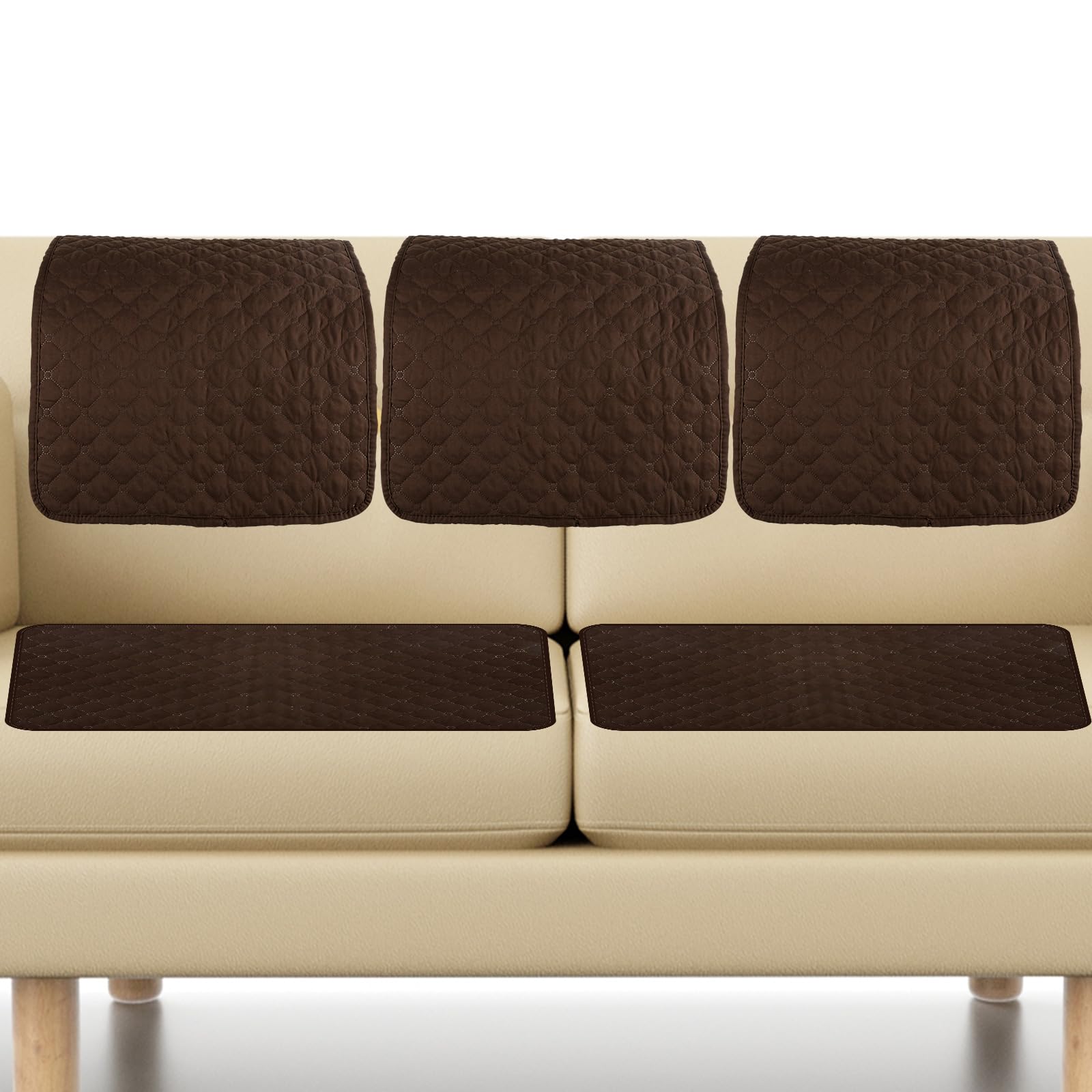 Foppla Sofa Headrest Cover,3Pcs Soft Polyester Recliner Headrest Protector,Wear Resistant Recliner Headrest Cover (Coffee 5pcs)