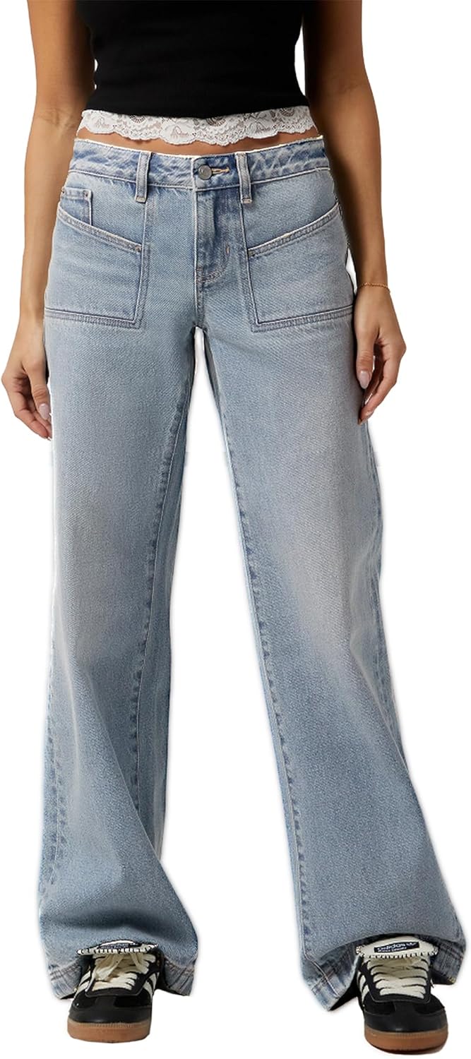 EMMIOL Baggy Jeans for Women, Wide Leg Jeans Plus Size Boyfriends Denim Pants, Y2K Vintage Style