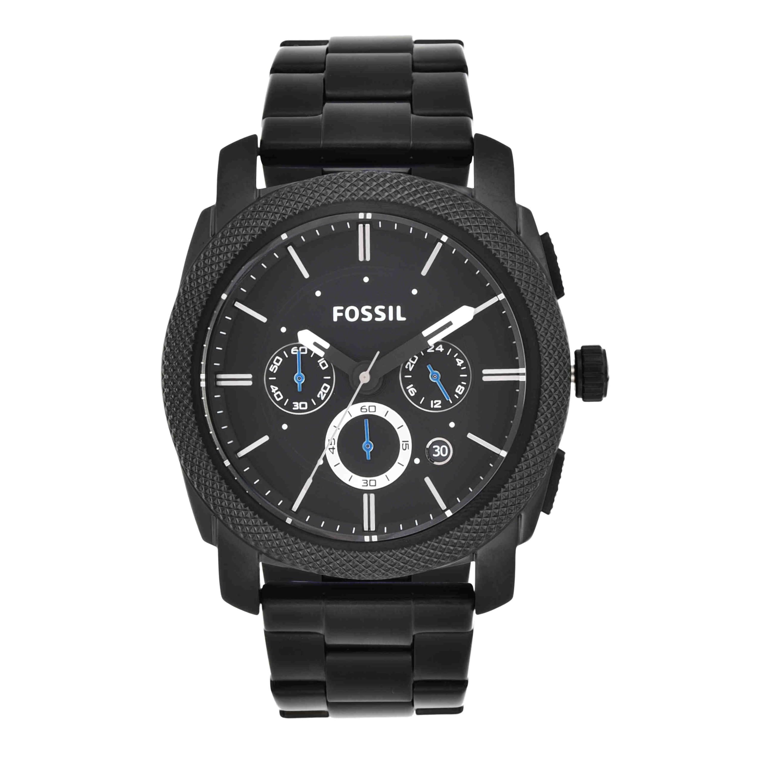 FOSSIL Machine Men's Quartz Watch with Black Dial and Black Stainless Steel Bracelet FS4552