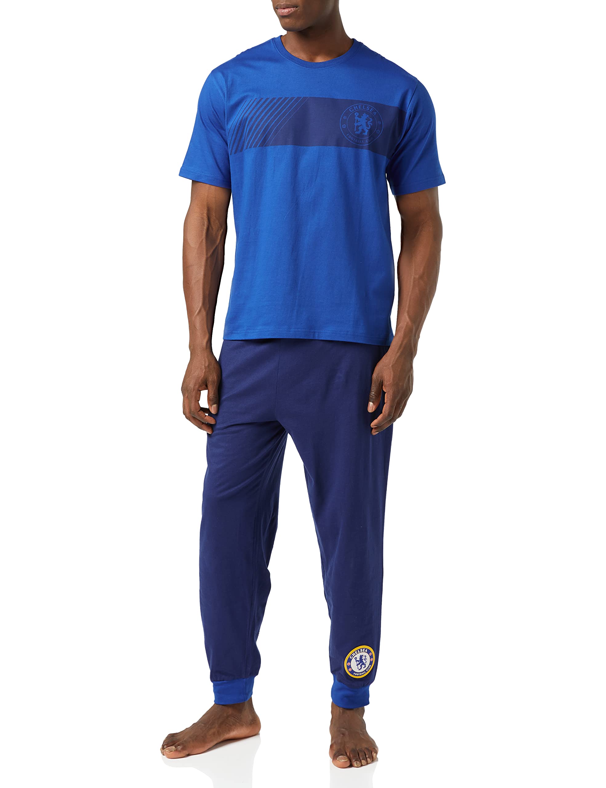 Chelsea Men's Blue F.c. Pyjamas Cotton Pjs Loungewear Official Football Gifts For (Xs)