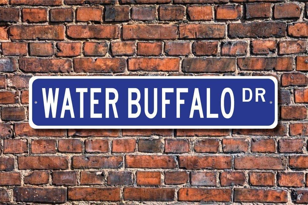 Yelacecca Funny Metal Signs Water Buffalo Gift Sign Decor Water Buffalo Lover For Outdoor Indoor Use Yard Fence Street Sign 4x16 inches