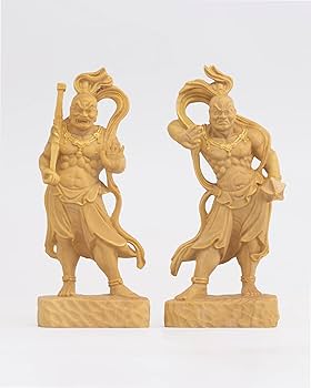 Amazon.co.jp: 極小仏 金剛力士 9cm（2体セット 木製：ツゲ 金泥仕上