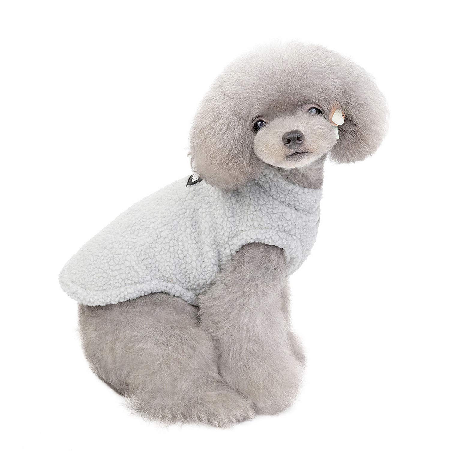 SMALLLEE_LUCKY_STORE Pet Soft Sherpa Fleece Jumper Vest Jacket for Small Dogs Cats Sleeveless Winter Coat Cozy Warm Puppy Yorkie Chihuahua Clothes,Grey S - Image 2