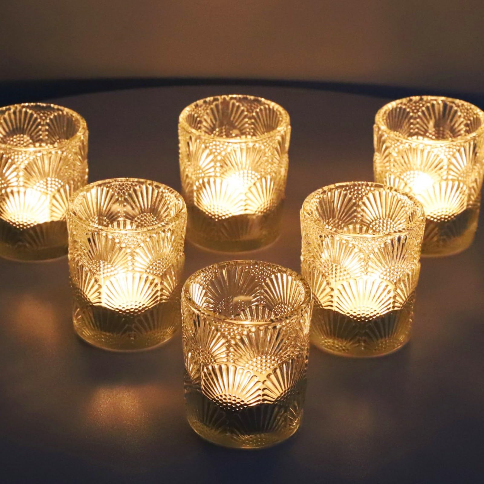 Vohocandle Clear Ginkgo Biloba Tealight Holders Glass For Autumn Decor