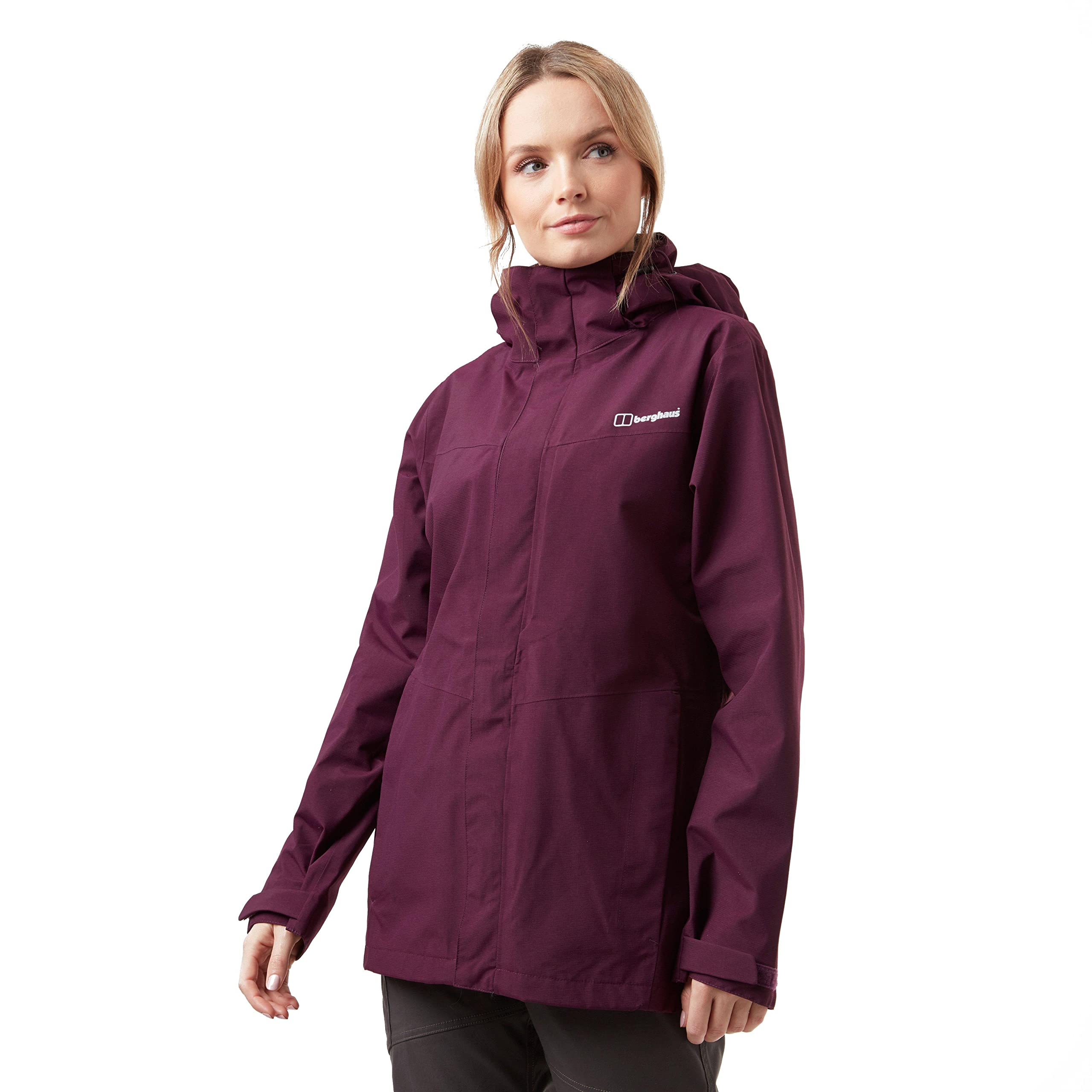 Berghaus Women’s Maitland GORE-TEX Jacket with Adjustable Hood, Hem & Cuffs, Interactive (IA) Zip, Waterproof, Breathable & Windproof Raincoat (UK, Numeric, 10, Regular, Regular, Purple)