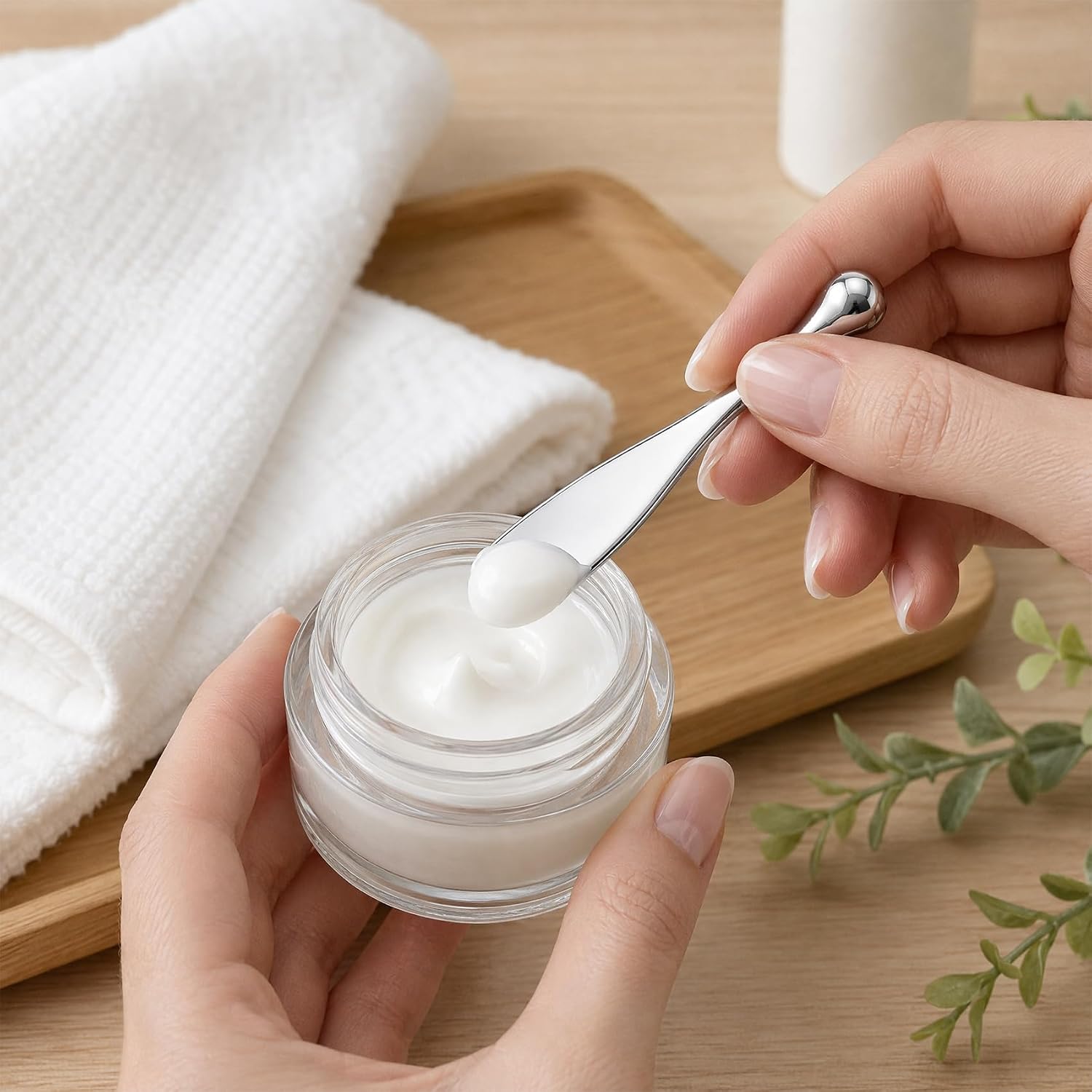Pndeyo 2pcs Eye Cream Applicator, 2.32x0.39in, Silver