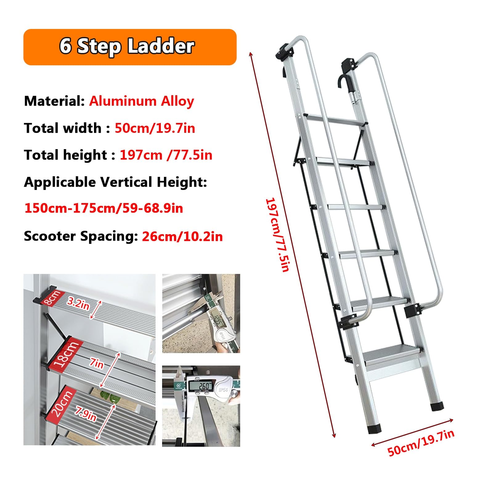 5 Step Rv Ladder Rv Bunk Bed Ladder Rv Handrail Undercat 5 Steps Bunk Bed Ladder, 5.5ft ...