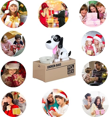 Miniatura 8 de Alcancía para perros por dinero real bonita alcancía para adultos alcancía real pequeña alcancía de robo automático moneda robótica de regalo blanco