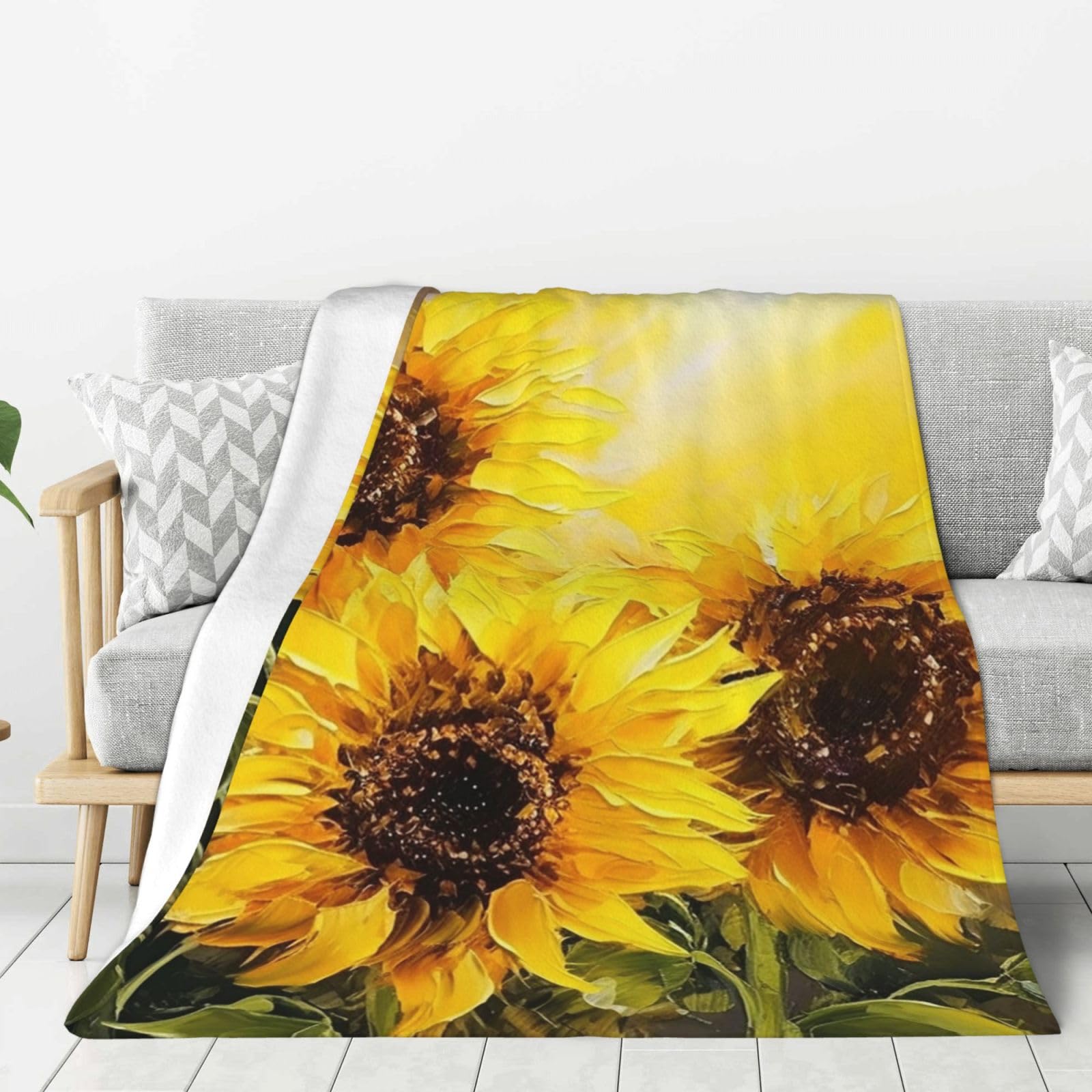 Couverture polaire flanelle douce legere jaune 152x127 pour lit canape