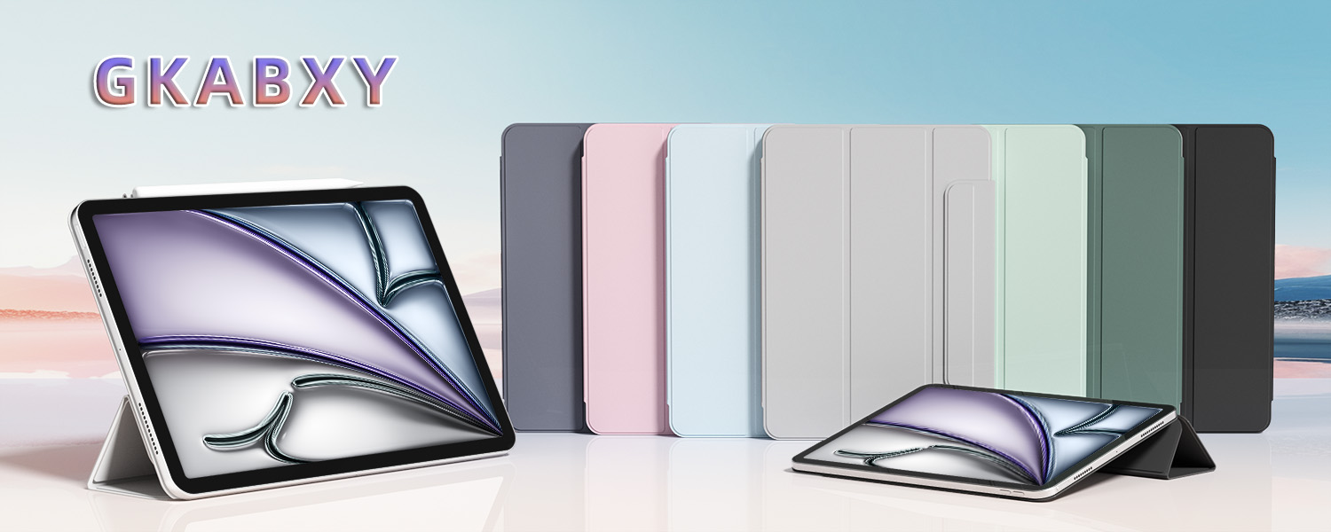 GKABXY Custodia per iPad Air 13 pollici (M3/M2) 2025/2024, ipad Pro 12,9 6a/5a/4a generazione 2022/2021/2020, morbida cover posteriore in TPU con portamatite, accensione e spegnimento automatico