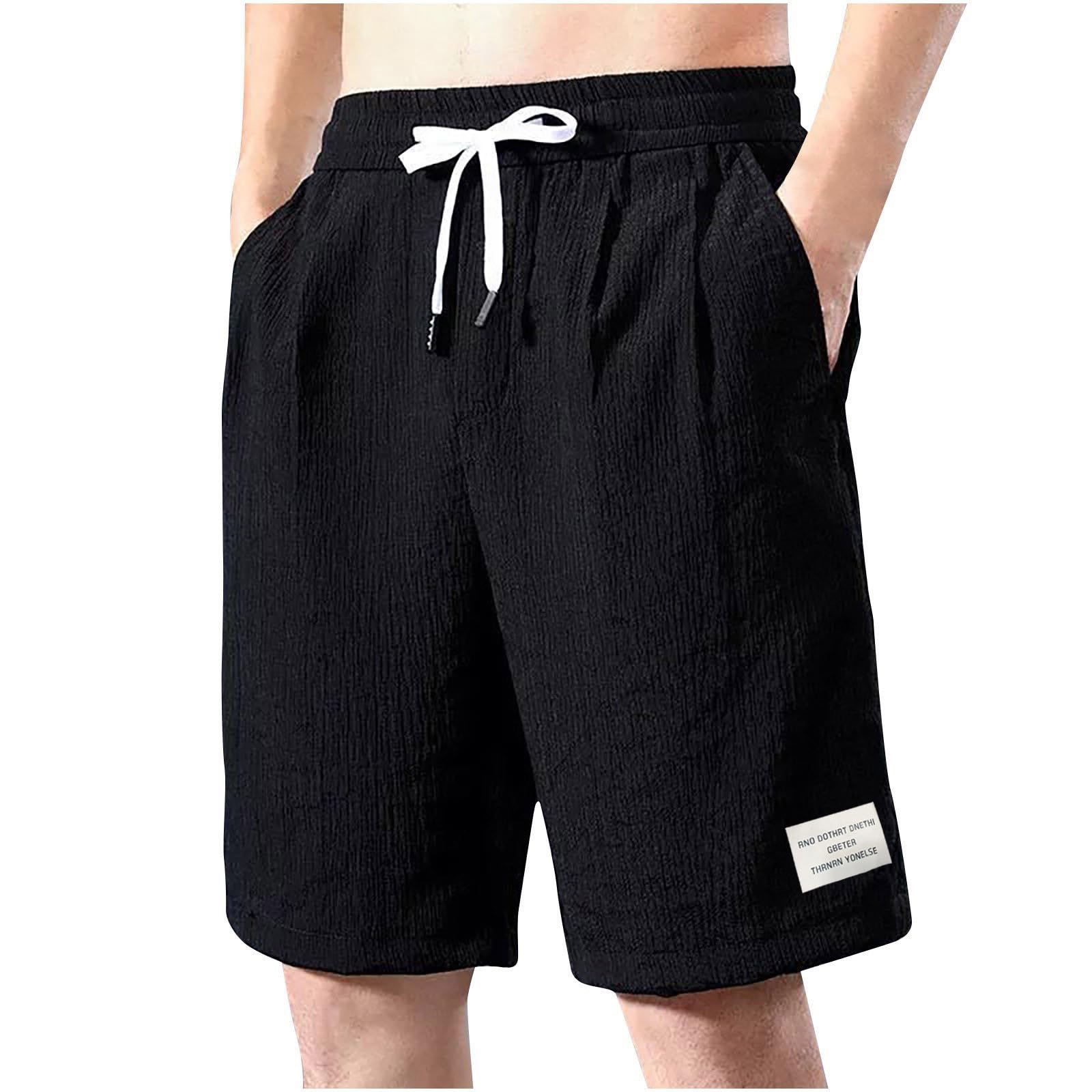 Mens Shorts Casual Big and Tall Elastic Waist Drawstring Summer Beach Shorts Lightweight Sport Gym Workout Sweatshort