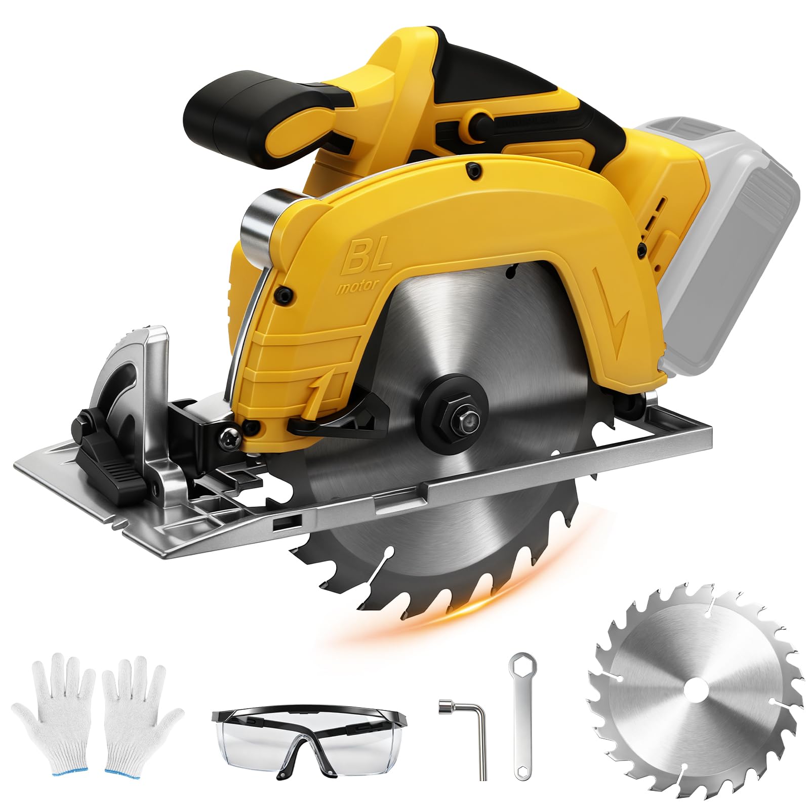 Roadtime Sierra circular de 7 pulgadas para DeWalt de 20 V (sin baterías) | mini sierra circular profesional con 1 hoja de sierra de 180 x 60, ideal para madera, metal blando, plástico