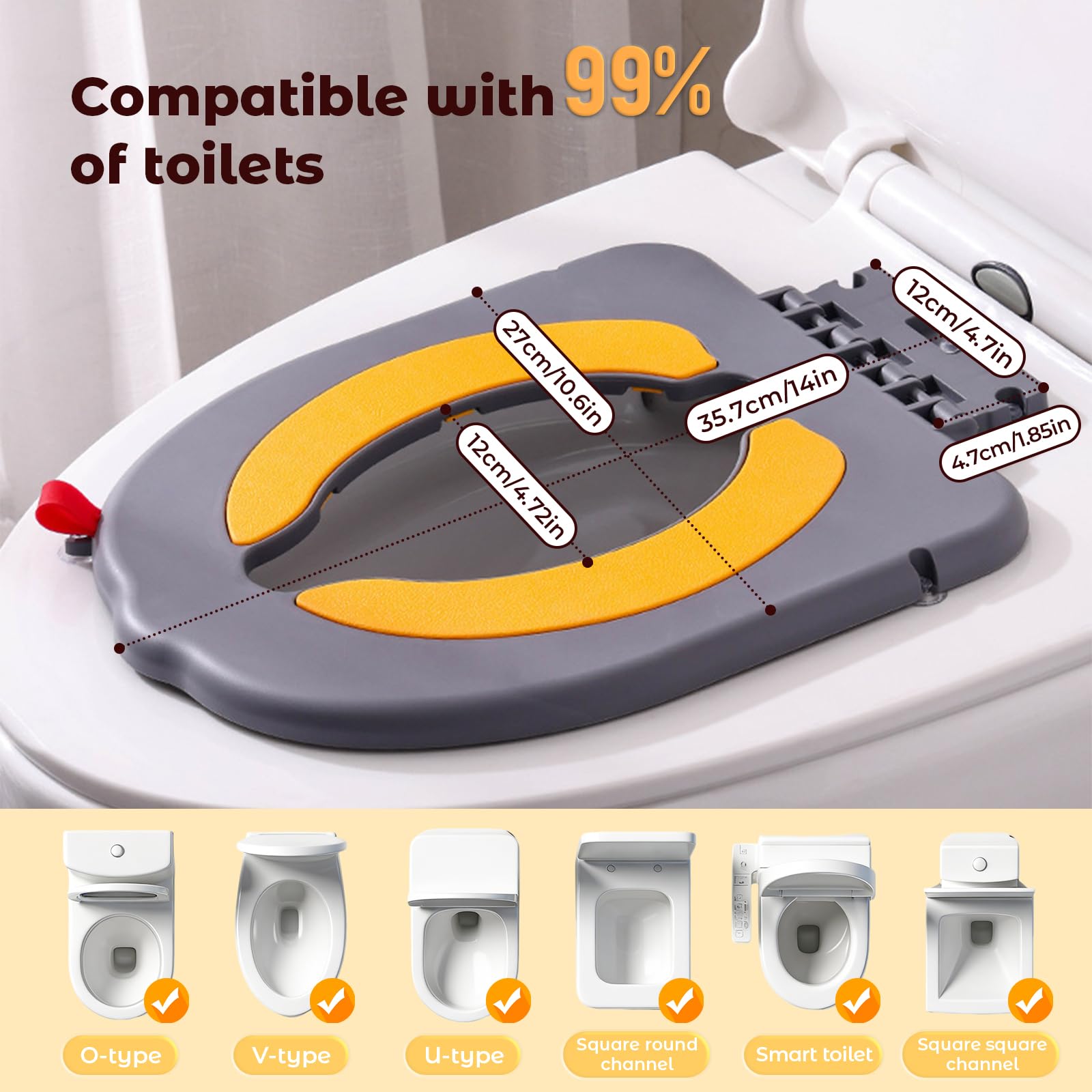 auvstar Toilettensitz für Babys,Lernkissen mit Saugnäpfen für Toilettensitz,WC Sitz für Kinder,Reisetöpfchensitz für Kinder,Mit Rutschfesten Polstern,Für Jungen und Mädchen Geeignet (Grau)