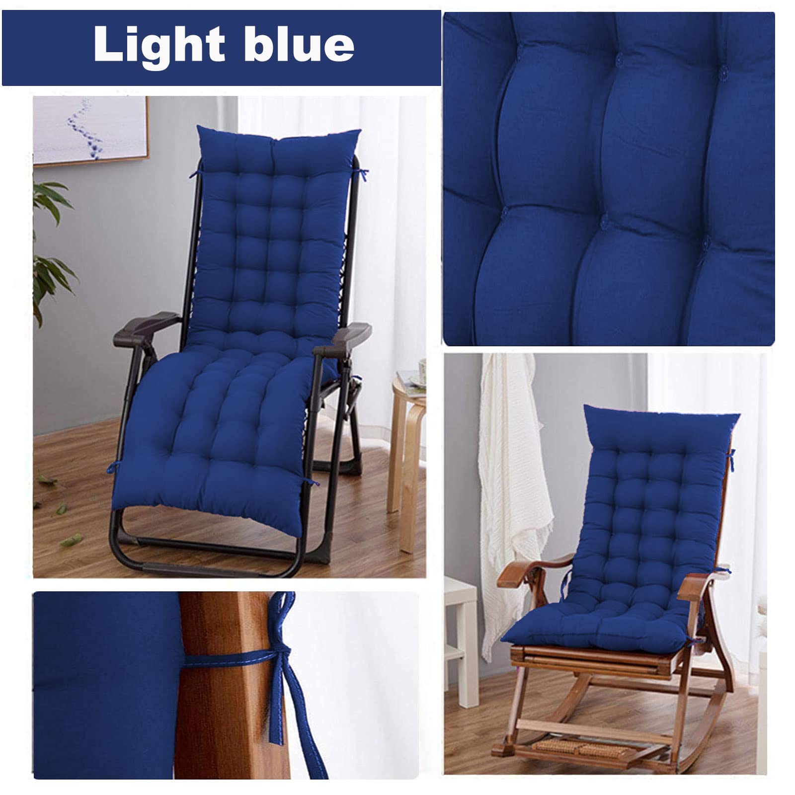 Giardino Reclinabile Cuscini Cuscino per Sdraio Cuscini per Interni/Esterni Cuscino per Divano a Dondolo per Giardino (Light Blue 61inch)