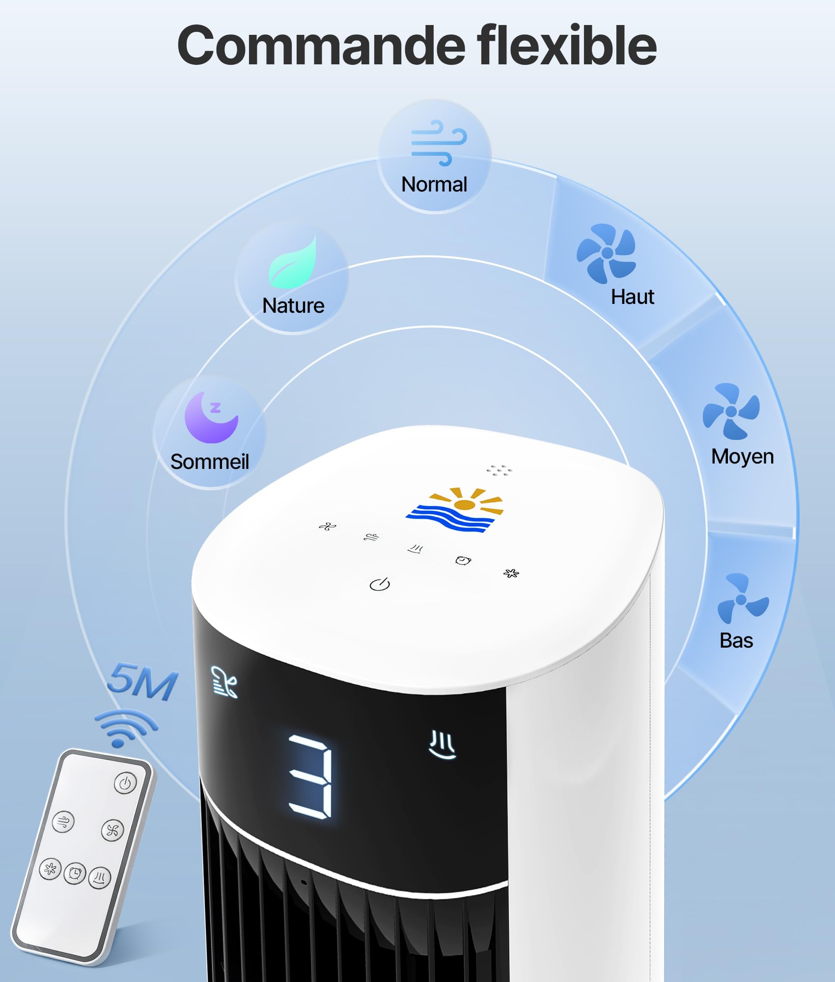 Rafraichisseur d'Air Silencieux- Alternative Auclimatiseur Mobile Sans Évacuation,3 Modes, Oscillation 75°, Minuterie 12H, Télécommande, Fonction Arôme, Blanc