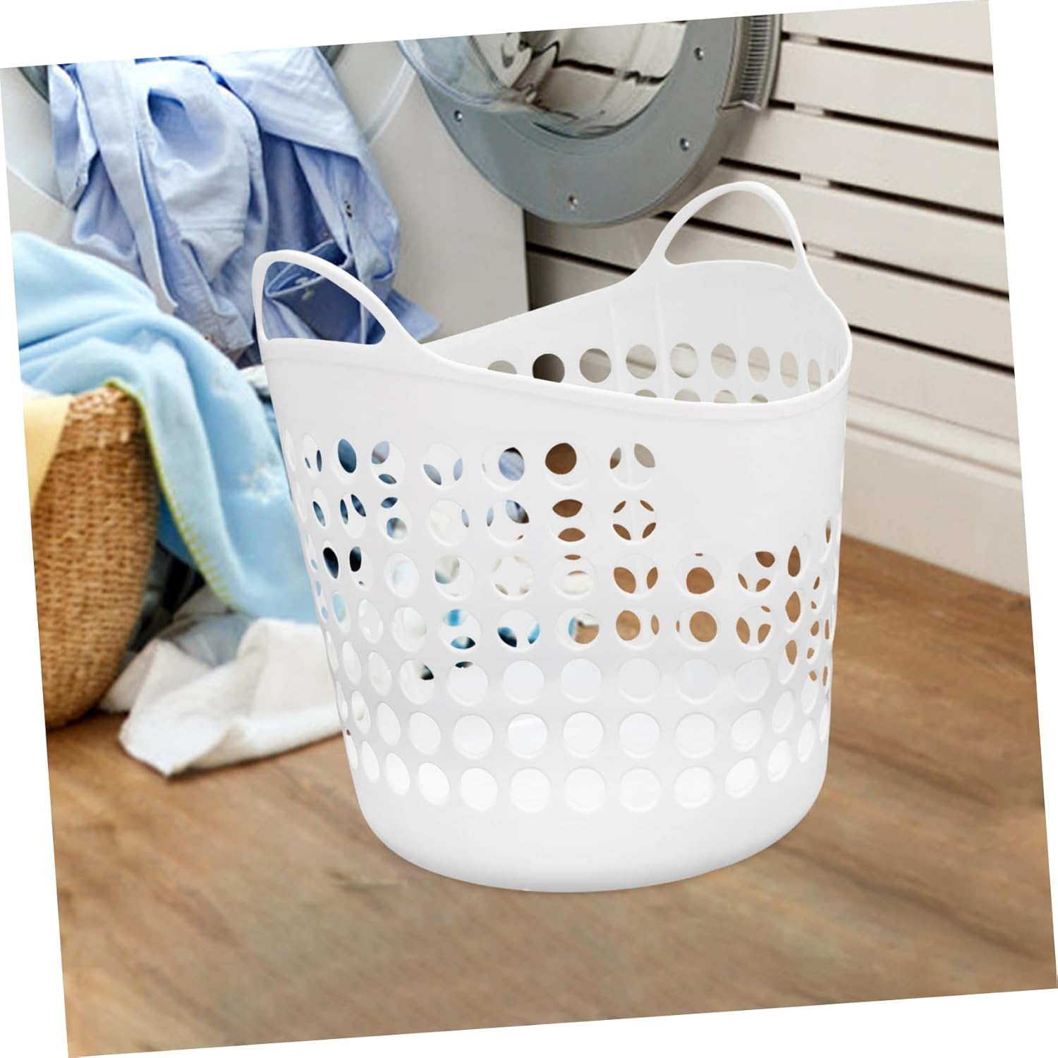 Hollow Laundry Basket with Handle Clothes Hamper for Bathroom and Bedroom Storage Breathable Design Keeps Clothes Dry Sturdy and Multi Functional Organizer