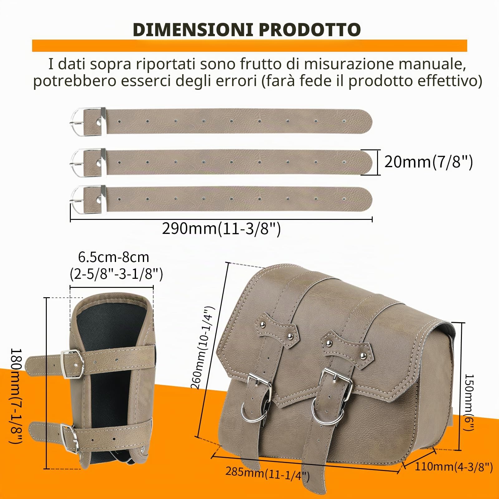 DREAMIZER Borse Moto Laterali in Pelle Sintetica Borsa da Sella Universale con tasca per Borraccia Accessori per Moto Impermeabili Compatibile con Harley Honda Kawasaki Suzuki Yamaha