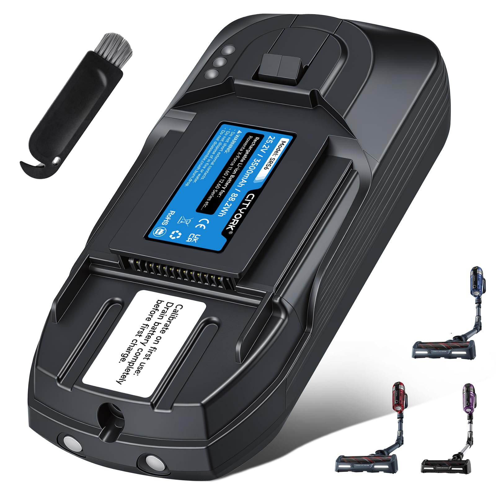 CITYORK 25,2V/3500mAh Batterie pour 25.2V Rowenta X-Force Flex 11.60 Aqua/Animal Series, pour Rowenta 25,2V TY98,EO98 Batterie RH9878WO/ZR009701/ZR009705(non avec 25.9V Rowenta Flex 11.60/12.60 Serie)