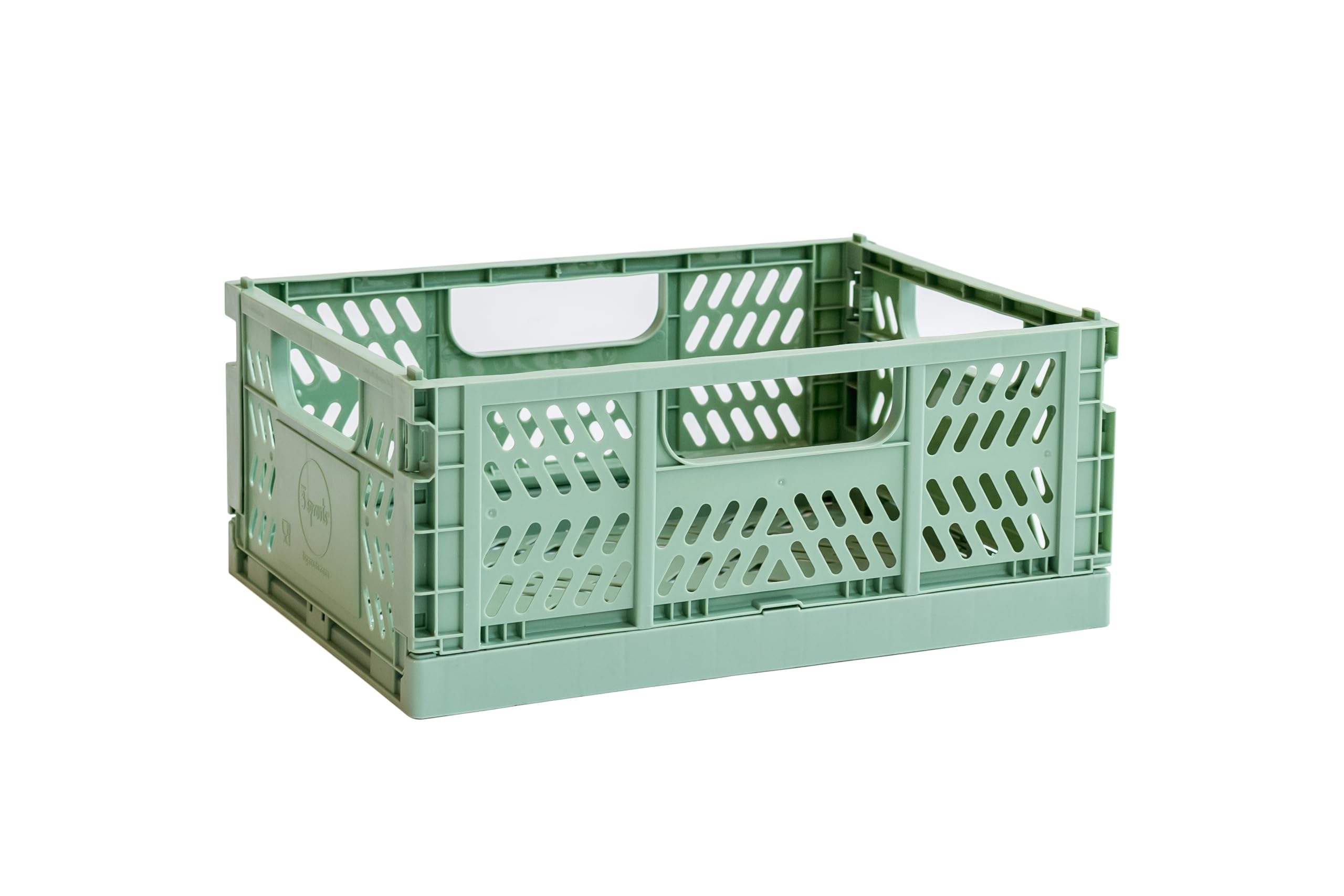 3 Sprouts Plastic Storage Crate, Toy Storage, Foldable Storage Box, Plastic Storage Box - Medium - Green