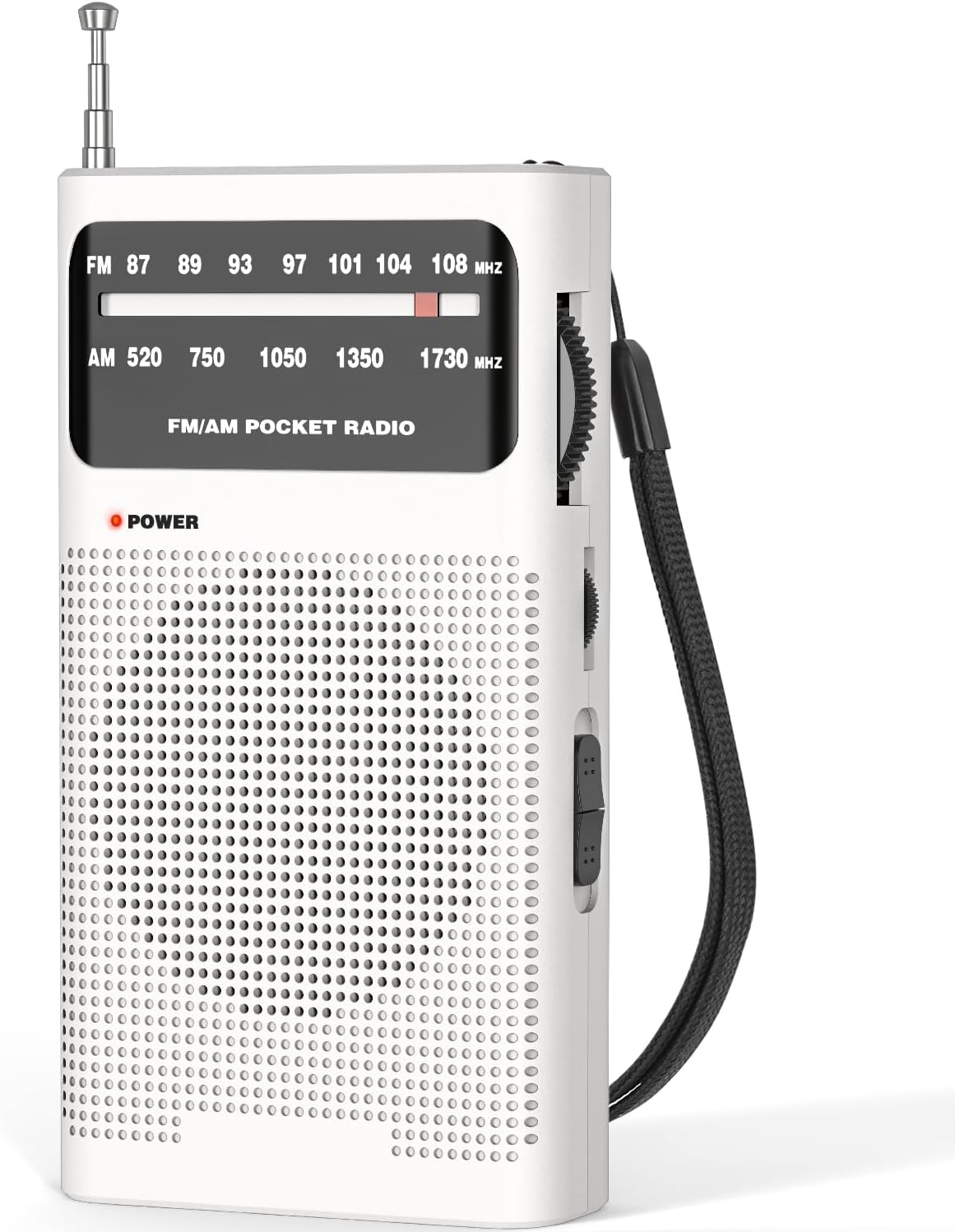 AM FM Radio Portable for Home Outdoor, Transistor Radio 2AA Battery Operated with Long Range Reception, Loud Speaker, Transistor Antenna, Earphone Jack, Small Gifts for Seniors Elderly-White