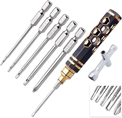 CrazyHobby 5-in1 Hex Allen Screwdriver Kit 1.27/1.5/2.0/2.5mm Hex Key Driver & Phillips Repair Tools for RC Car Traxxas Arrma Axial Redcat Tamiya Helicopter