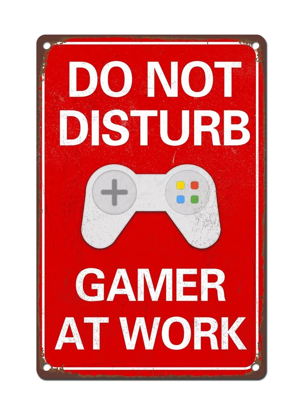 SMAZDFXX DoDisturb Gamer At Work Sign,Retro Vintage Tin Metal Sign for Men Women,Wall Decor for Apartment Teen Room Boys Bedroom 5.5"x8"