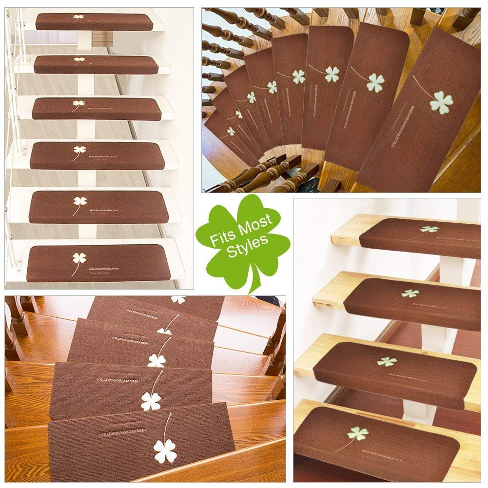 Fdit Paquet de 5 Tapis Lumineux Tapis Escalier Tapis Mats Auto-Adhésif sans Colle PVC Antidérapant Plancher Escalier Protecteur Tapis