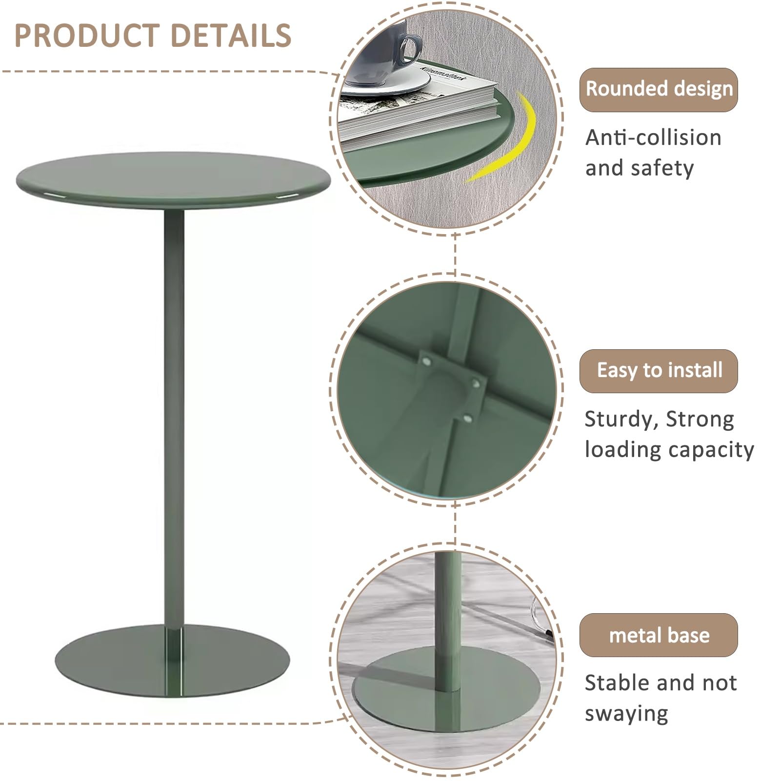 Amazon｜ハイトップバーテーブル、大きな金属ベースを備えたモダンな