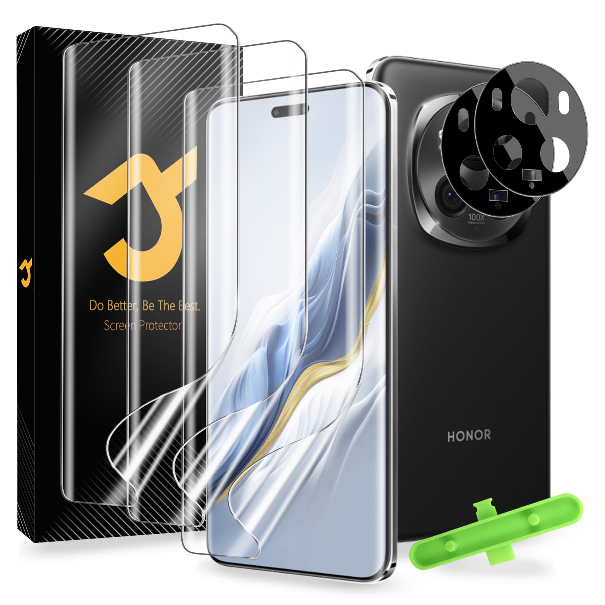 JZG 3+2 Pack for Honor Magic 6 Pro Screen Protector[Not Glass], 3 Pack Flexible TPU Film, 2 Pack Camera Lens Protector, 10-second Self-Healing, Fit without Edge Lifting, Case Friendly