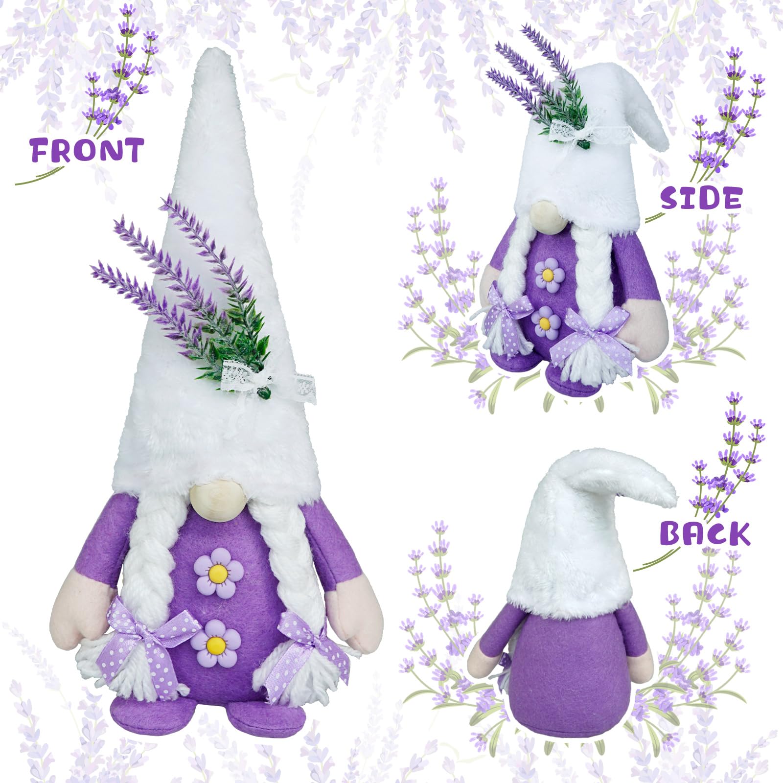 Gnomo svedese primaverile in peluche lavanda decorazione per la casa regalo fatto a mano viola per cucina vassoio