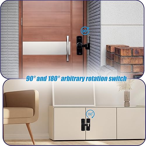 Miniatura 3 de 2 pestillos de bloqueo de puerta de granero de 90180 grados, herrajes de bloqueo de puerta corredera resistente para baños, armarios, jardines,