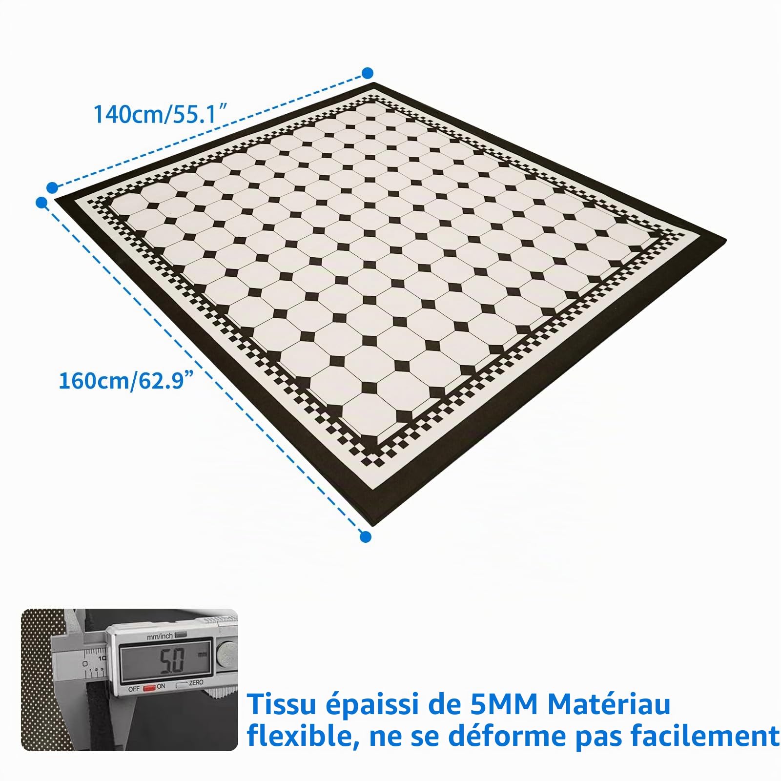 Tapis de Batterie 160 x 140 cm - Antidérapant et Insonorisant pour Performance Stable - Idéal pour Enfants et Mini Kits de Batterie - Cadeau pour Caisse Claire