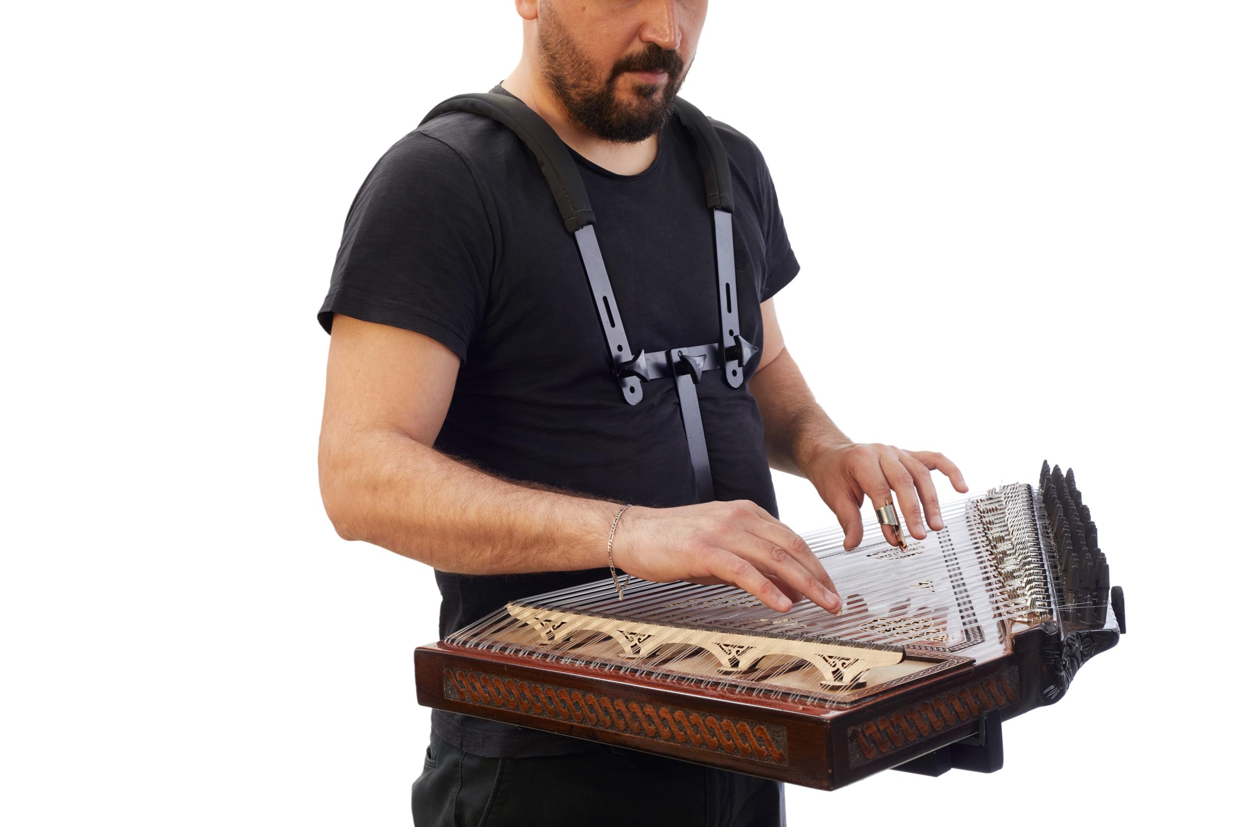 Ethnic Musical Kanun Stand, Shoulder Qanun Carrier for Turkish or Arabic Kanun, Comfortable Stand and Hold, Adjustable, Soft Foam Arms, Durable Metal Base, Padded Case - Image 2