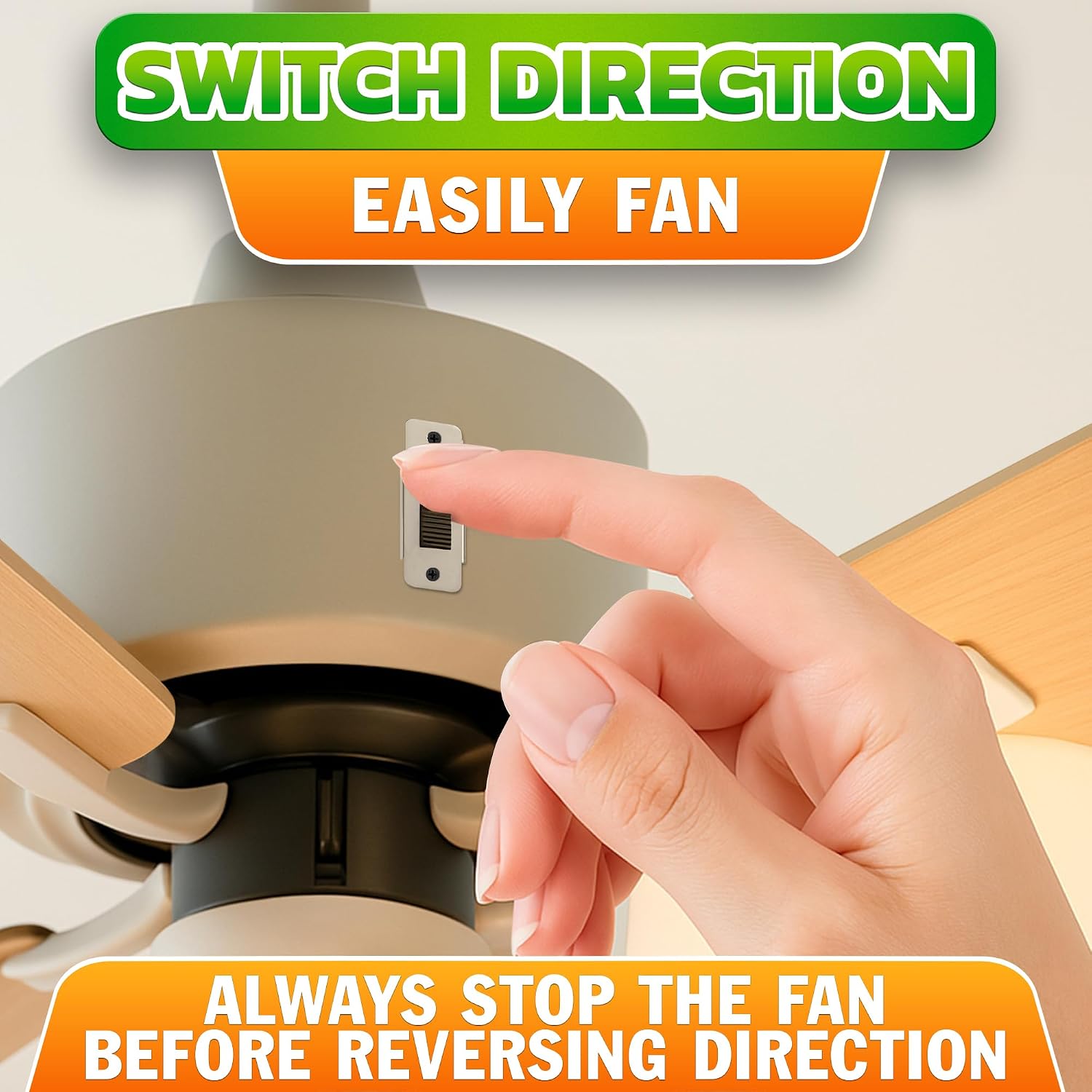Ceiling Fan Reverse Switch 6-Pin Toggle - Ceiling Fan Direction Switch, Prewired 6-Wire Leads, 3A 250V / 6A 125V, Compact Easy Install Replacement for Indoor Outdoor Fans, Forward Reverse Control