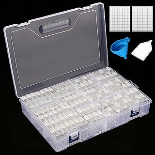 120 Grids Diamond Painting Storage Containers, Art Craft Beads Organizer Box for Beads, Rhinestones, Label Stickers Included, Clear