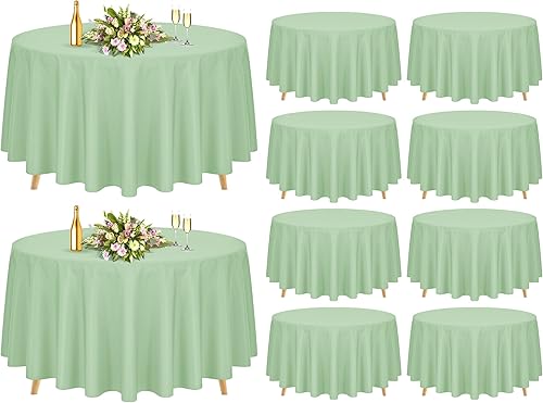 Miniatura 275 de Pesonlook Paquete de 4 manteles redondos blancos de 90 pulgadas, mantel de poliéster para mesas redondas, mantel lavable, resistente a las manchas