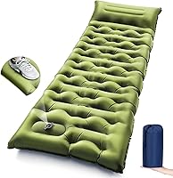 Vista 18 de Colchoneta de dormir para campamento, de 5.9 pulgadas de grosor, con almohada integrada y bomba de pie, almohadilla de dormir autoinflable