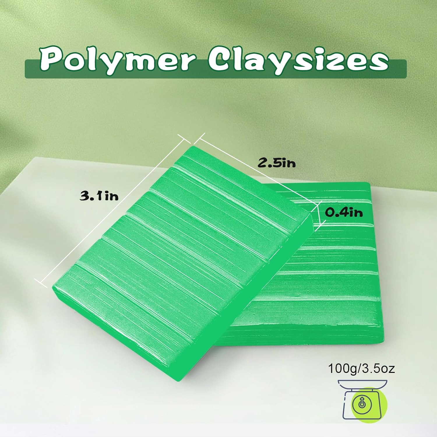 ifergoo 100g Light Green Polymer Clay, 3.5oz Oven Bake DIY Modeling Clay image 3