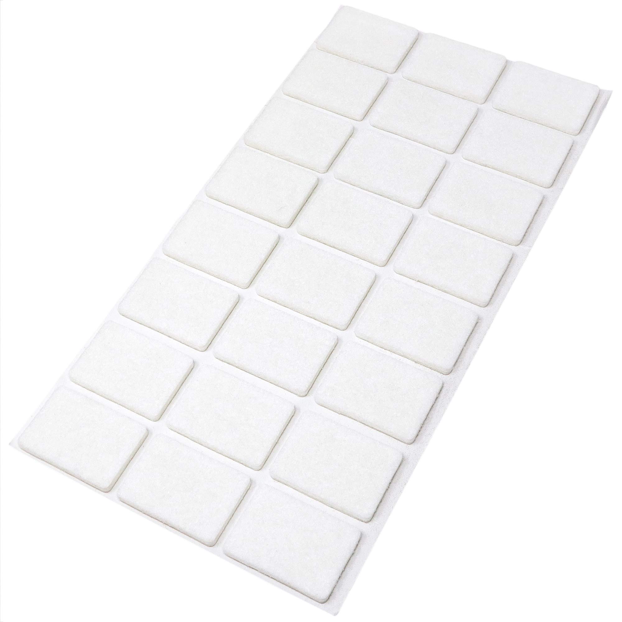 Adsamm White Adsamm® / 24 X Self-Adhesive Felt Pads/ / 0.98X1.38'' (25X35 Mm) / Rectangular / 0.138'' / 3.5 Mm Thick Stick-On Furniture Felt Glides/Furniture & Chair Glides