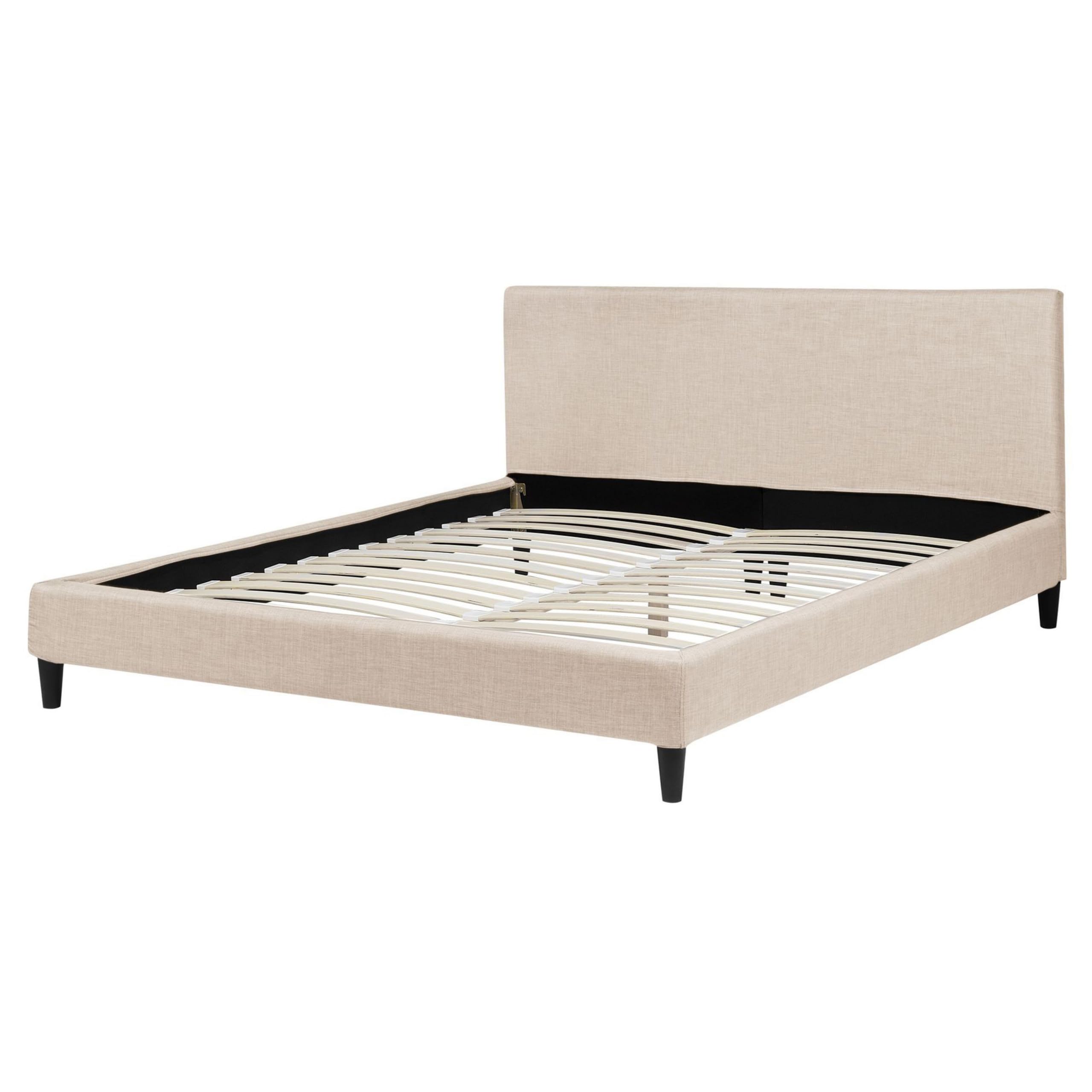 Beliani Abziehbarer Bettrahmenbezug für Bett FITOU Polsterbezug beige 160 x 200 cm