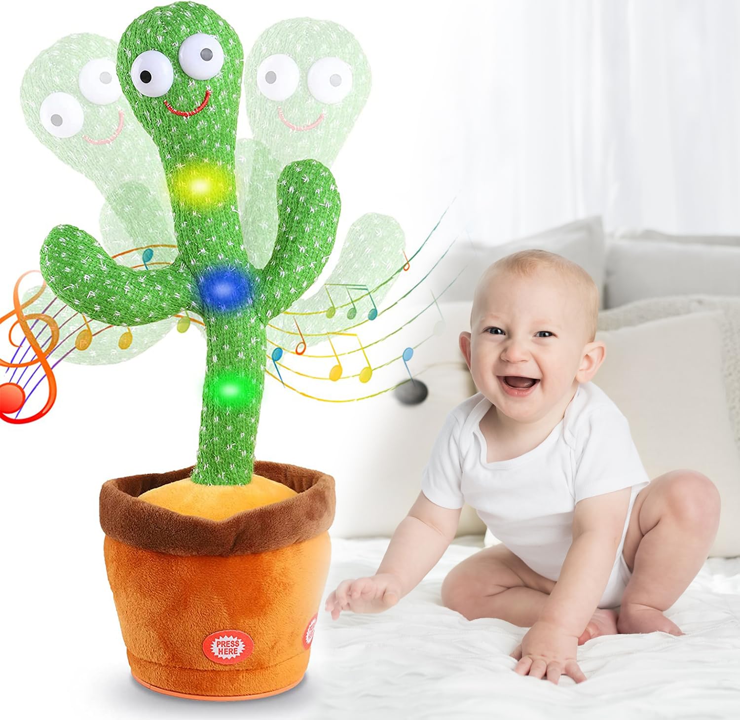 Zingaroo Dancing Cactus Talking Toy - Speaking Cactus Toy, Singing as Repeat What You Say, Funny Education Toy for Baby, Children Playing & Home Decor, Rechargeable (Green)