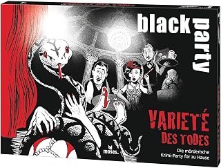 moses. Verlag GmbH 90075 Black Party | Das Varieté des Todes | Die mörderische Krimi-Party für zu Hause | Das Krimi-Rätsel zur Dinner Party | Für 6-7 Spieler
