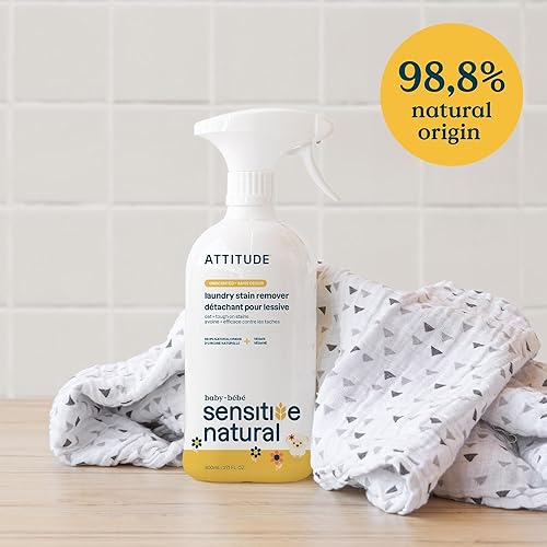 Miniatura 3 de ATTITUDE Quitamanchas de tela para ropa de bebé, ingredientes a base de plantas y minerales, productos de lavandería veganos y libres de crueldad