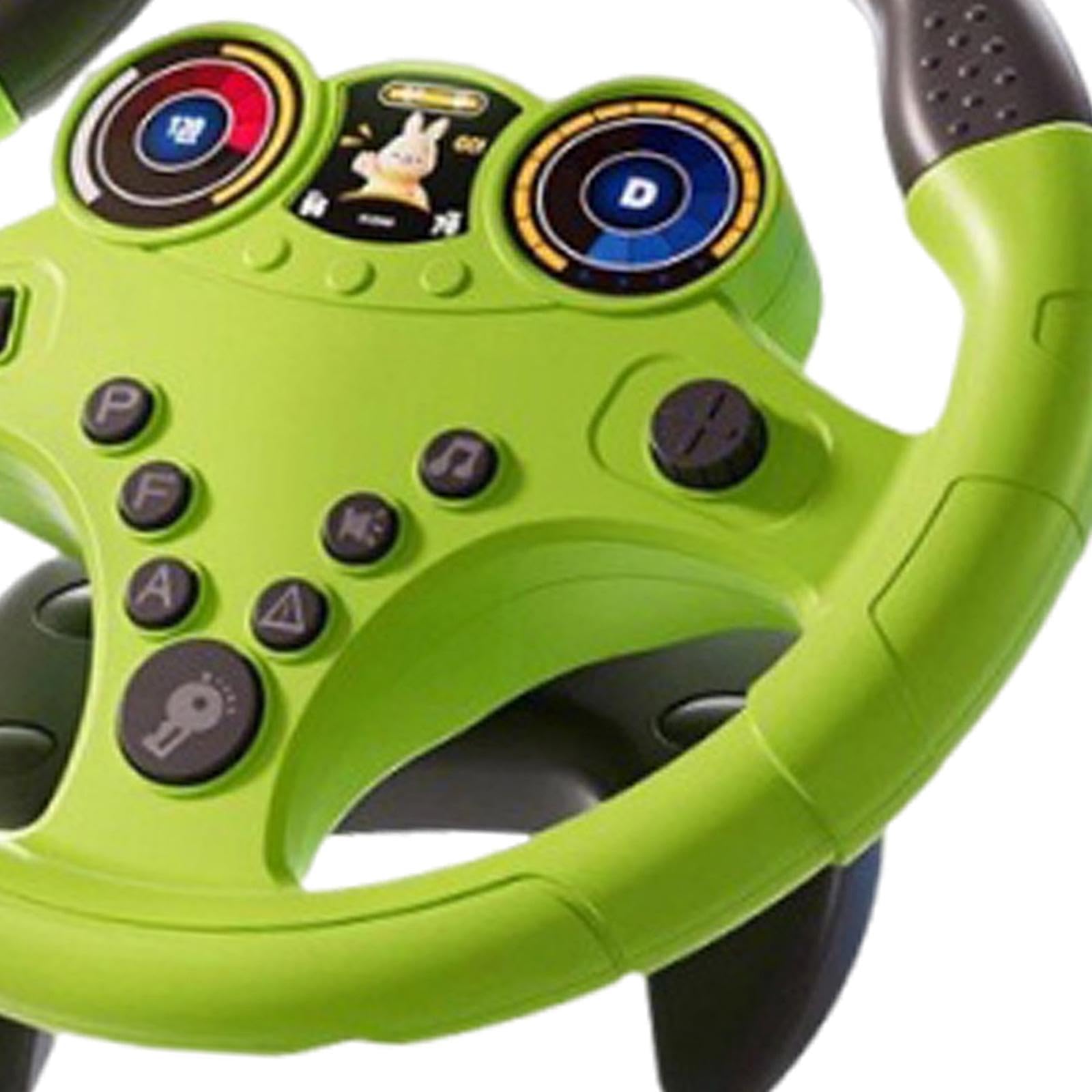 Volante Giocattolo di Simulazione, Volante Musicale per Bambini, Gioco di Ruolo con Suoni Elettrici, Ventosa E Cinturino, Adatto per Viaggi E Momenti, Grande Base Verde, Taglia unica bambino
