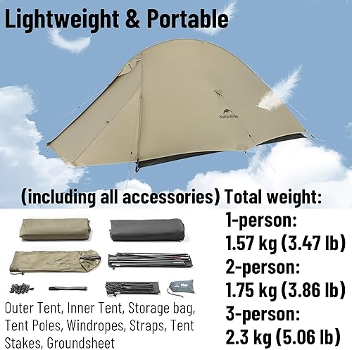 Miniatura 4 de Naturehike Cloud up Pro - Tienda de campaña ultraligera de 2.7 lbs/2.7 libras, tienda de campaña para mochileros para 1/2/3 personas, impermeable